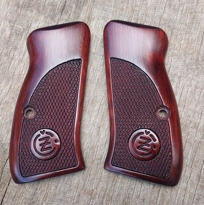 wood grips for CZ 75 Compact PCR P01 Maple Deep Red Checkered CZ